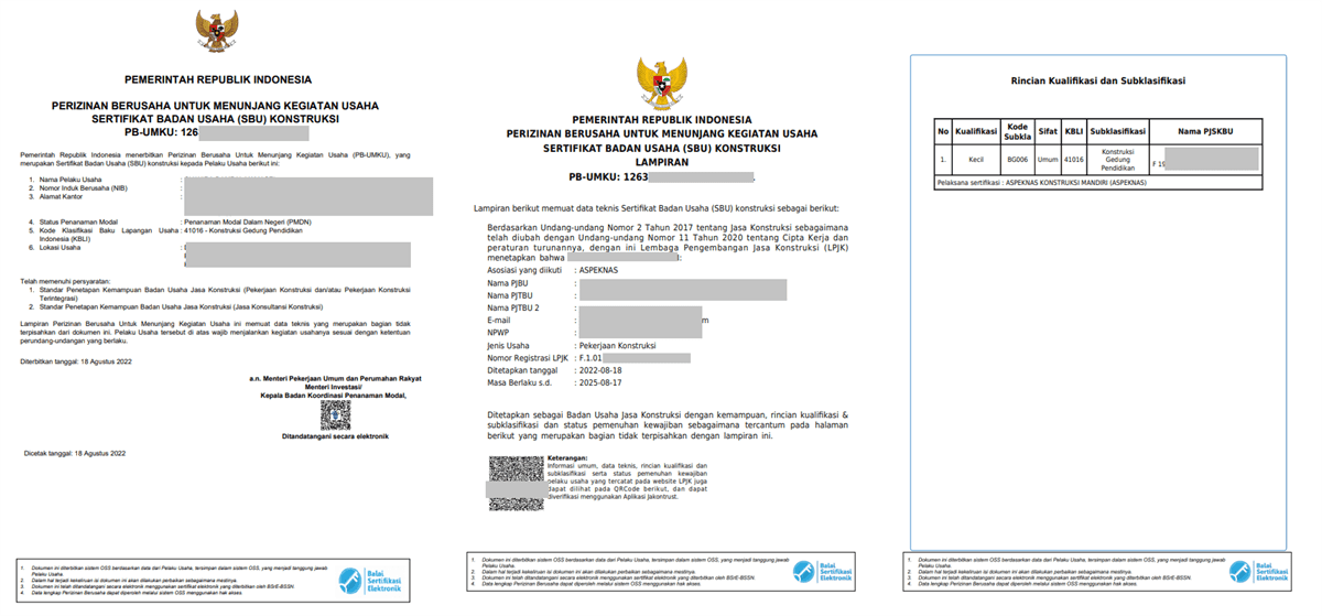 Contoh Format SBU IN011 Instalasi Sinyal dan Rambu-rambu Jalan Raya